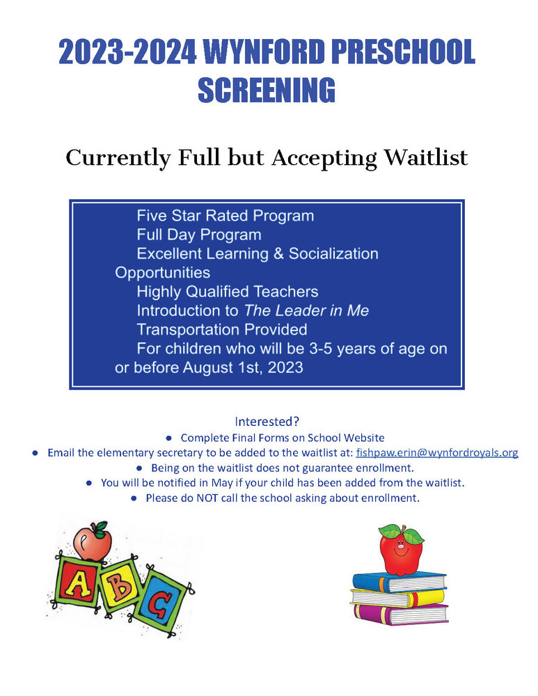 2023-2024 Preschool Screening