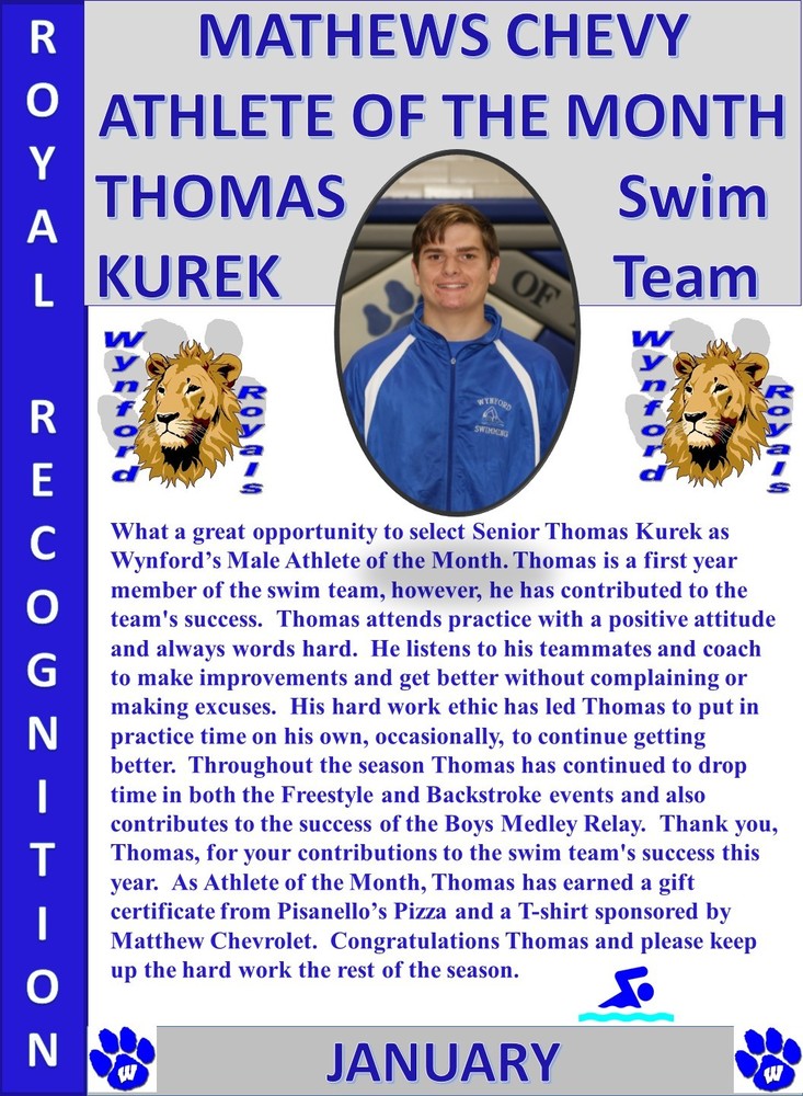 Thomas Kurek Boys Athlete of the Month