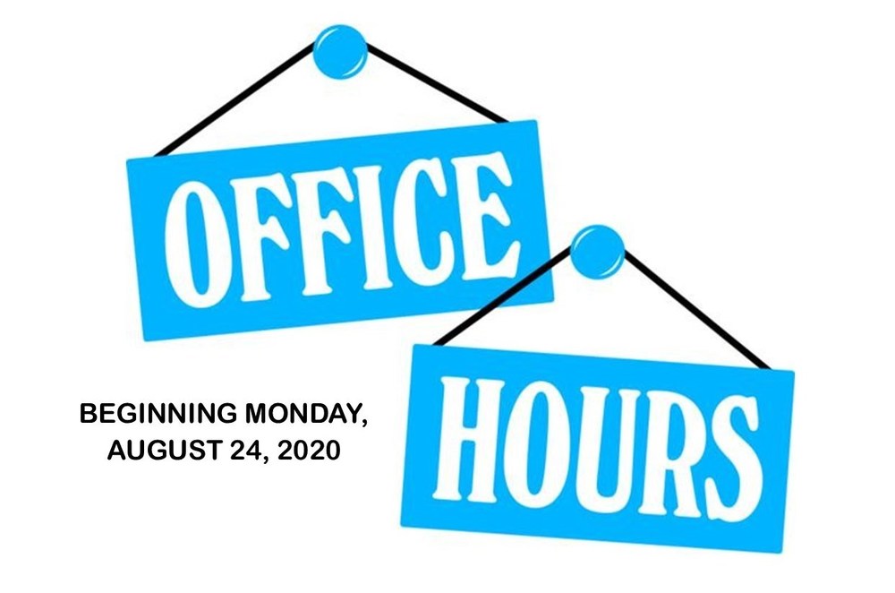 Offices Opening Monday, August 24, 2020