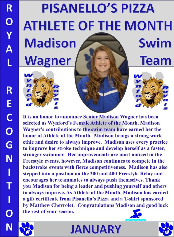 Madison Wagner Girls Athlete of the Month