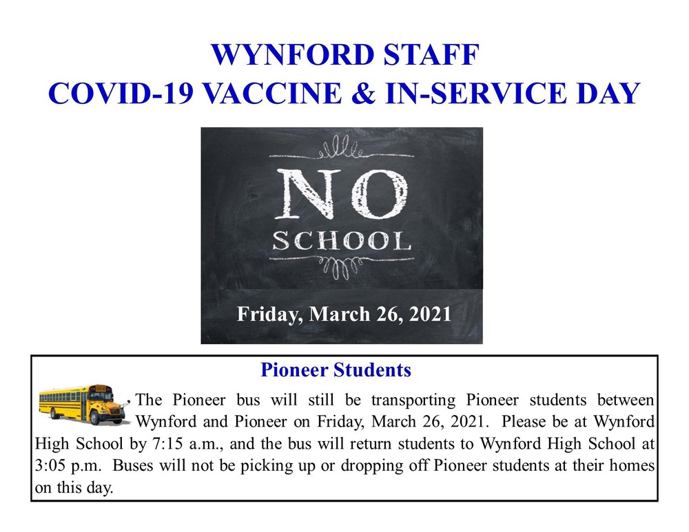 Friday, March 26, 2021 - NO SCHOOL