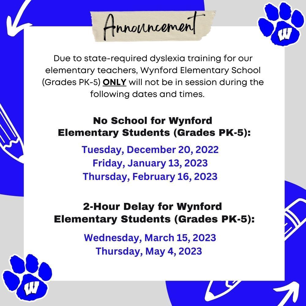 Wynford Elementary Dyslexia Training