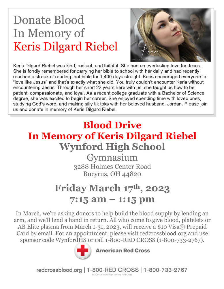 Blood Drive in Memory of Keris Dilgard Riebel