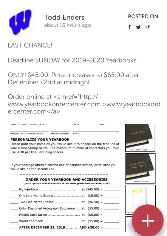 Last Chance to Order a 2019-20 Wynford Yearbook