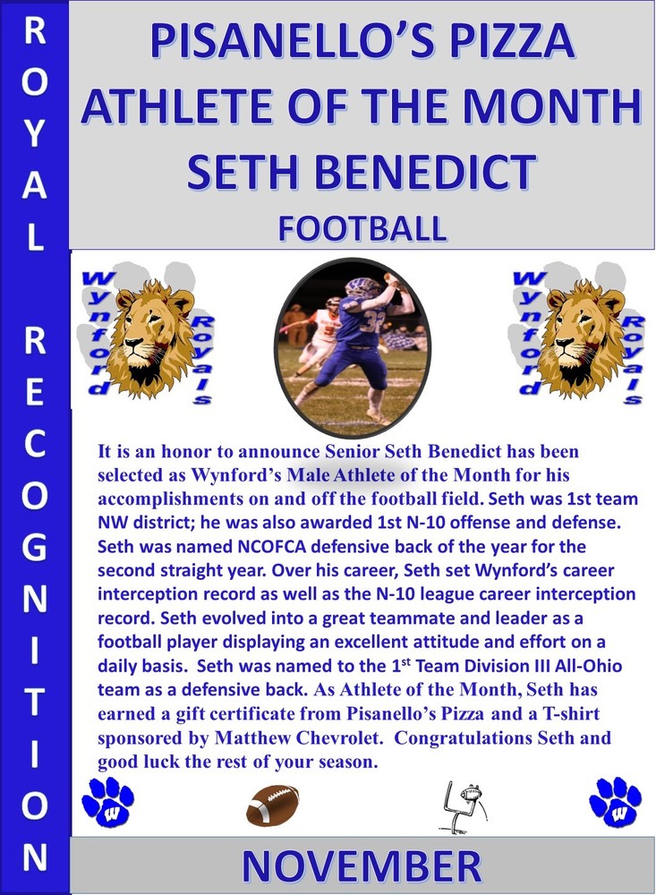 Seth Benedict Boys Athlete of the Month
